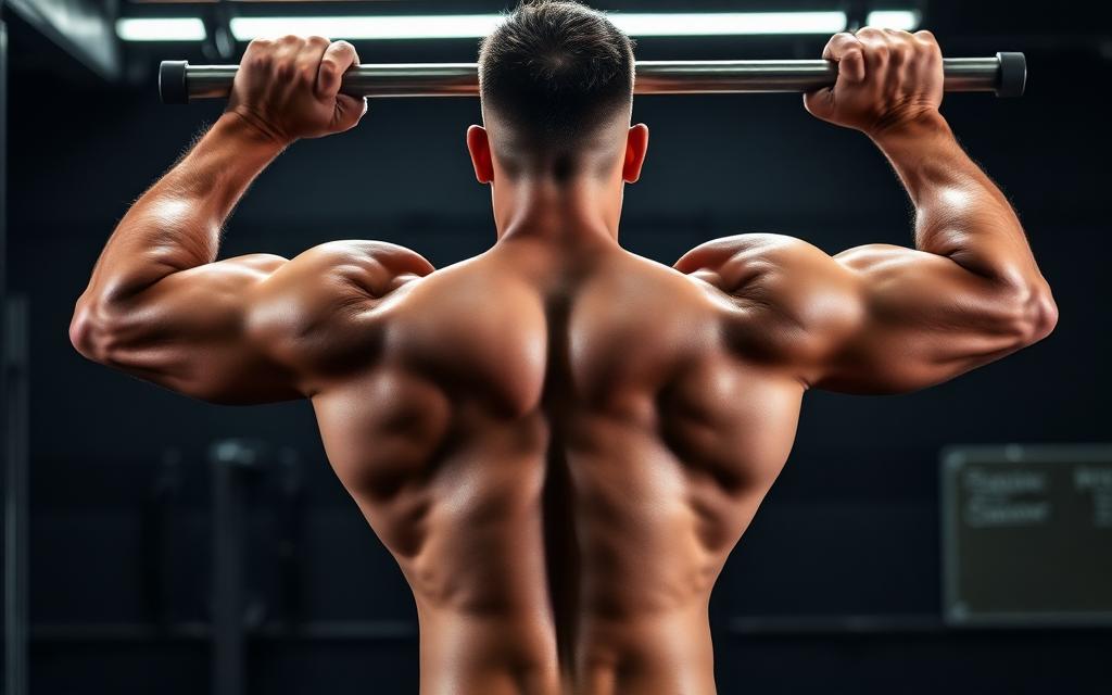 رجل يؤدي تمرين عقلة لتضخيم عضلة الظهر