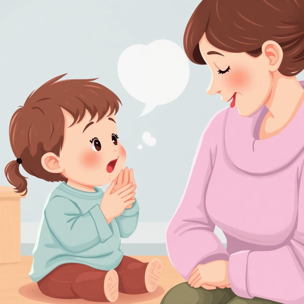 أم تتحدث مع طفلها الصغير