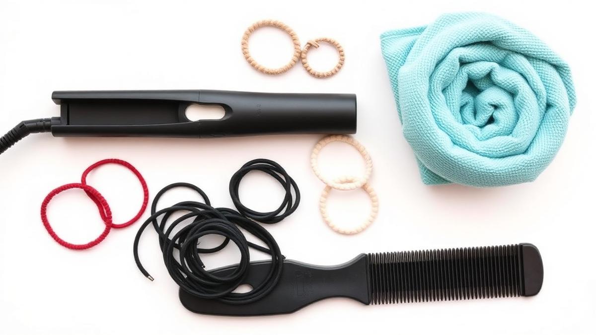 فرشاة شعر وأدوات تصفيف حرارية على طاولة الزينة