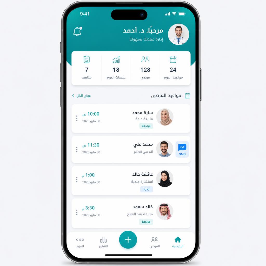 نظام عيادتي على الهاتف المحمول